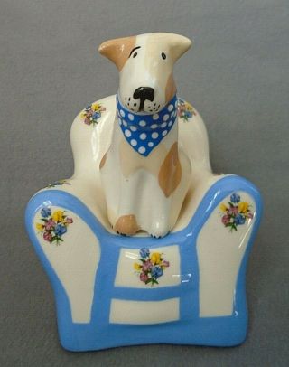 Vintage Frizzell Bandana Dog & Blue Floral Easy Chair Salt & Pepper Shakers