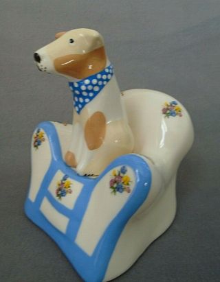 Vintage Frizzell Bandana Dog & Blue Floral Easy Chair Salt & Pepper Shakers 2