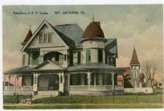 Vintage Postcard 1923 Residence Of S.  P Lonas,  Mt.  Jackson Va