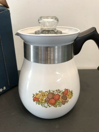 Vintage Corning Ware 6 Cup Stove Top Percolator Coffee Pot P - 166 Spice of Life 3