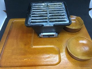 Vintage Cast Iron Mini Table Top Hibachi Grill Tabletop Set 2
