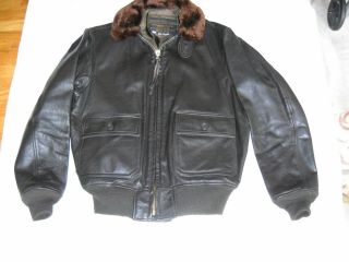 Vintage Usn Intermediate Type G - 1 Bomber Leather Jacket Mil - J - 7823e (as) Lg42