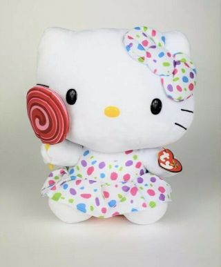 Hello Kitty Plush Doll Holding Lollipop