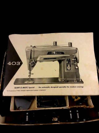 Vintage Singer 403 Set Instruction Book,  Feet,  Discs,  Box
