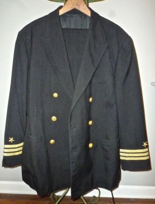 Vintage Us Navy Officer Service Uniform Dress Blues Commander F.  M.  Marley