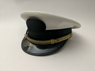 Vintage Military Us Navy Officers Dress Cap Hat Bancroft Pak Cap Size 7 1/4