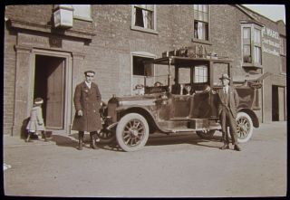 Edwardian Glass Magic Lantern Slide Vintage Car And Driver Dated 1919