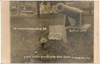In Remembrance " Save Your Whiskers For Dice " Ligonier Pa Rp Postcard 1907