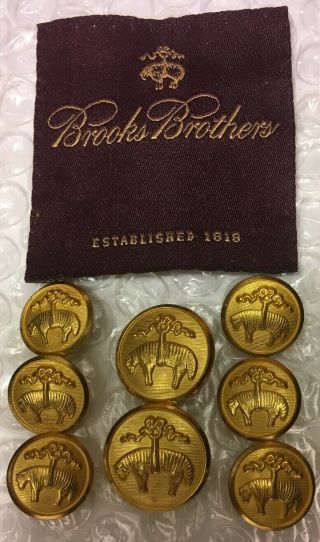 Brooks Brothers Blazer Button Set Golden Fleece Logo Brass 8 For 2 Button Jacket