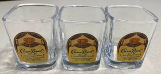 3 Crown Royal Canadian Whisky Square Shot Glasses