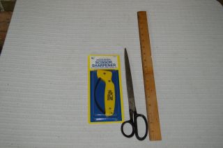 Vintage Lifedge Perfection Scissors Shears Made In Italy 12 " Long & Sharpener