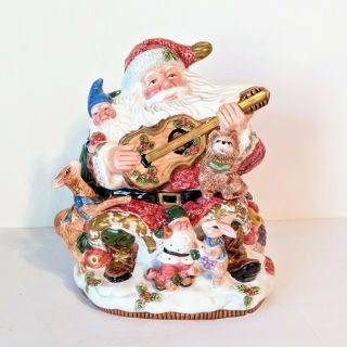 Vintage Santa Cookie Jar Fitz And Floyd 1996 Santa Woodland Animals Christmas