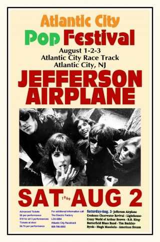 Jefferson Airplane 1969 Atlantic City Nj Pop Festival Poster By Thouse 2016