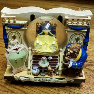 Walt Disney Beauty And The Beast Snow Globe Musical Two - Sided Open Book