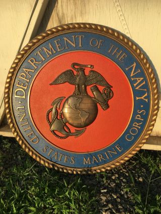 Big Bronze Usmc Marine Corps Seal,  Painted Brass Or Bronze Building Size