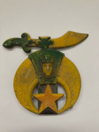 Vintage Metal Shriner License Plate Topper Badge
