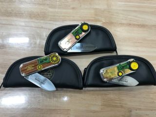 Three John Deere Knives Franklin With Zipper Pouch.