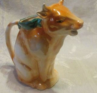 6 " Sitting Brown Cow Creamer Stamped Made In Czechoslovakia 58