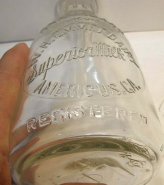 Vintage 1 Qt Embossed Glass Milk Bottle W H Emmet Dairy Americus Georgia