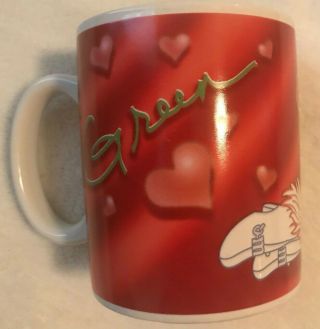 M&M Coffee Mug Cup By Galerie Green wtih Feather Boa Rose and Hearts Valentine 3