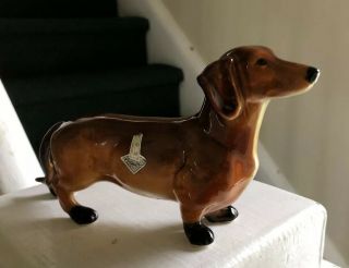 Vintage Cortendorf Germany Ceramic Dachshund Dog Figurine Mid - Century