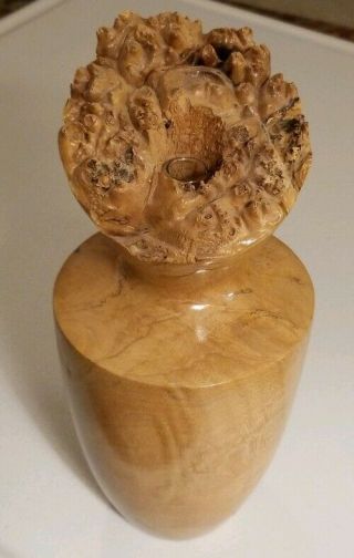 Stunning Hand Turned Spotted Maple Burl Wood Vase Sculpture John Mascoll Signed
