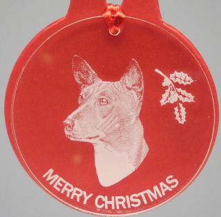 Basenji Dog Ornament,  Lucite,