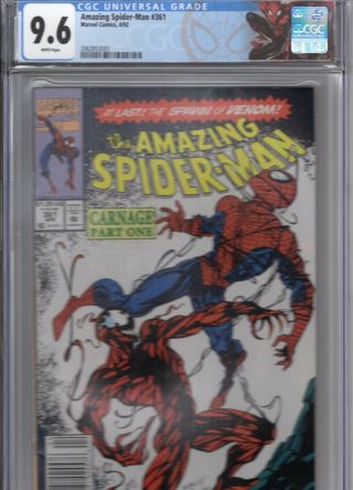 The Spider - Man 361 1st Print,  Cgc 9.  6,  1st Appearance Carnage,  Marvel