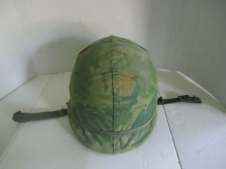 Us Helmet,  Ww2,  Korea,  Vietnam Style Helmet.  With Liner,  Susp,  Chin Strap,  Camo