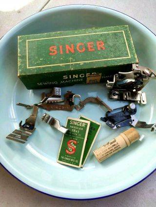 Vintage Singer Sewing Machine 301 Attachments 160623 With Vtg Needles,  Etc