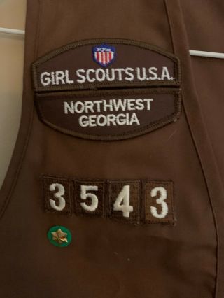 Girl Scout Brownie Vest Sz L (14 - 16) Brown Poly/Cotton,  1994 2