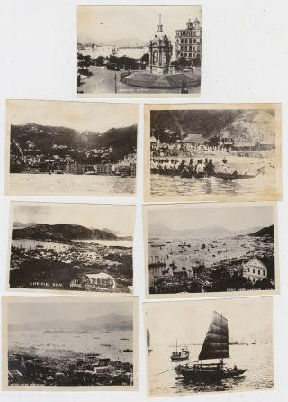 7 Old Photos Of Hong Kong City Views Harbour Dragon Boat Junks C1925