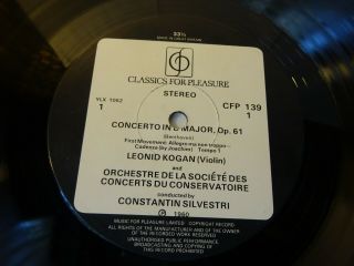 BEETHOVEN - VIOLIN CONCERTO LP,  Leonid Kogan,  Paris C/O,  Silvestri,  EMI CFP 139 3