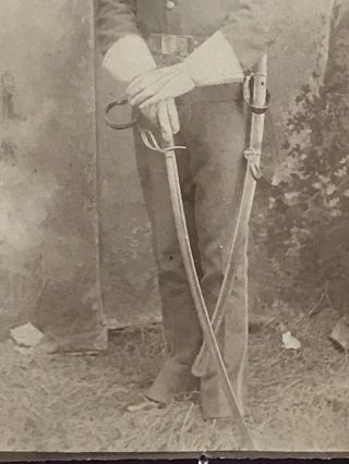 Indian War CDV Photograph - Cavalry Trooper w/ Sword,  1872 Hagner Buckle - 3