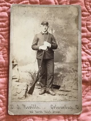 Indian War Cdv Photograph - Infantry Soldier 2 In Kepi W/early Trapdoor - Rear Sight