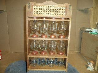 Vintage Wall Mount Spice Rack 12 Glass Bulbs/apothecary Kitchen/gift