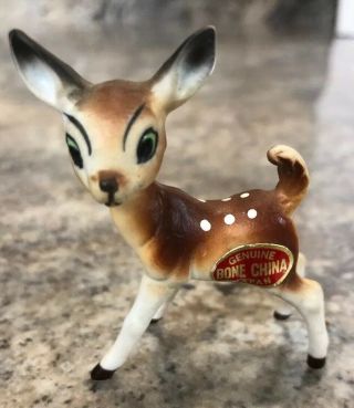 Vintage Bone China Deer Fawn Miniature Figurine Japan 2.  25 "