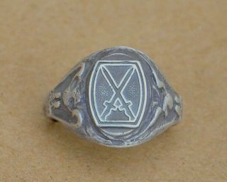 Vintage Sterling Silver Us Army 10th Mountain Division Ring Size - 11.  25 171