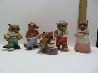 5 Goebel The Ringtale Raccoones Figures 1981 Porcelain Figure