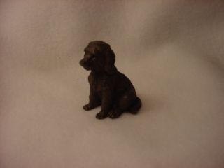 Labradoodle Chocolate Brown Dog Figurine Labra Doodle Handpainted Miniature Mini