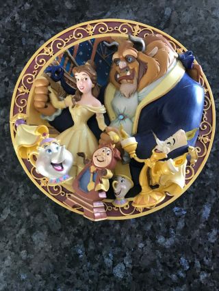Disney Beauty And The Beast An Enchanted Evening 3d Plate Statue Limited Edition