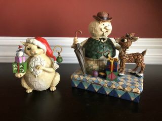 Jim Shore Christmas Traditions Rudolph Reindeer & Sam The Snowman Figurine