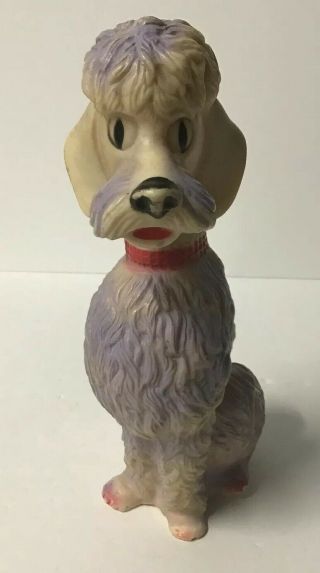 Vintage Hard Plastic Large Poodle Dog Figure Purple Accents Mid Century
