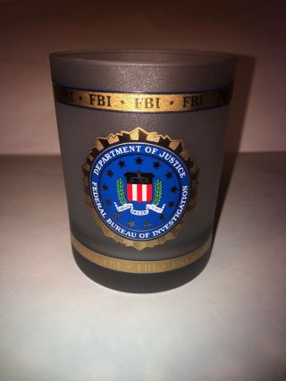 Fbi Department Of Justice Whisky Rock Glass Golden Badge