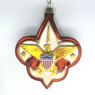 Kurt Adler Boy Scouts Of America Trefoil Logo Eagle Glass Christmas Ornament Bsa