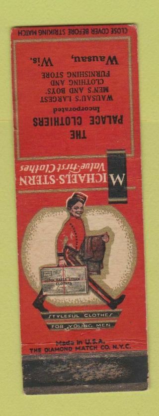 Matchbook Cover - Palace Clothes Michaels Stern Wausau Wi Wear