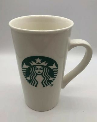 Starbucks 2015 Tall Coffee Cup Mug 16 Oz Mermaid Logo Large Ceramic White