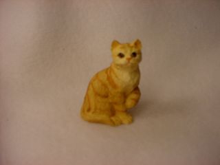 Red Kitty Cat Resin Figurine Hand Painted Miniature Small Mini Orange Tabby