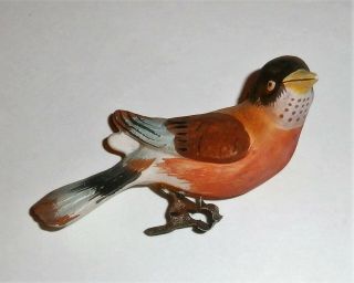 Vintage Ceramic 4 " Clip On Robin Bird Figurine Japan