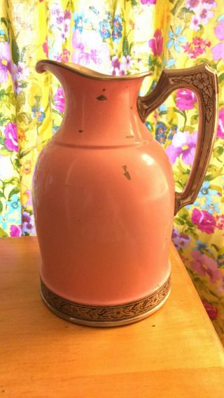 Antique 1917 Landers Frary & Clark Universal Coffee Thermos Carafe Pitcher Pink